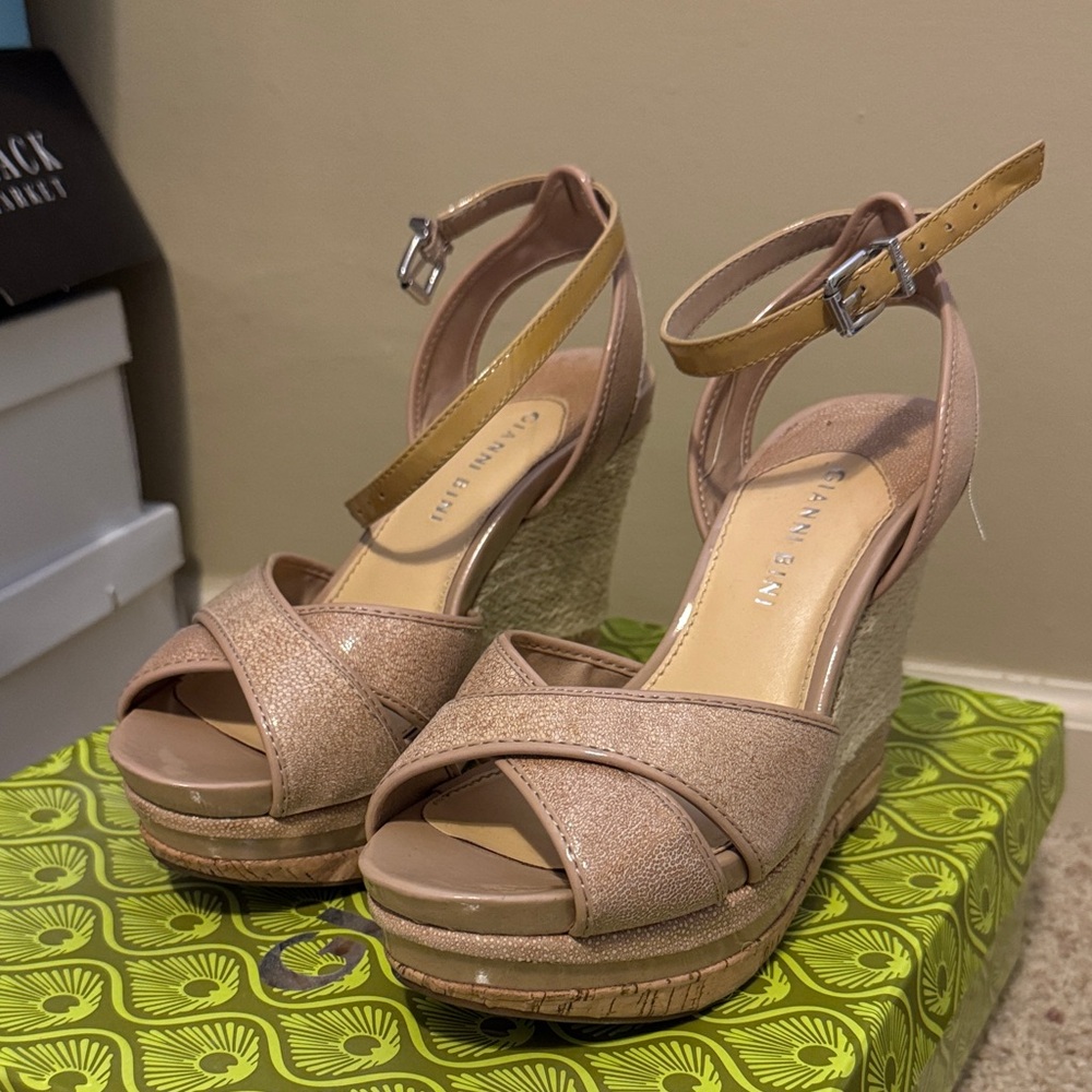 Gianni Bini Sand colored Wedge Sandals